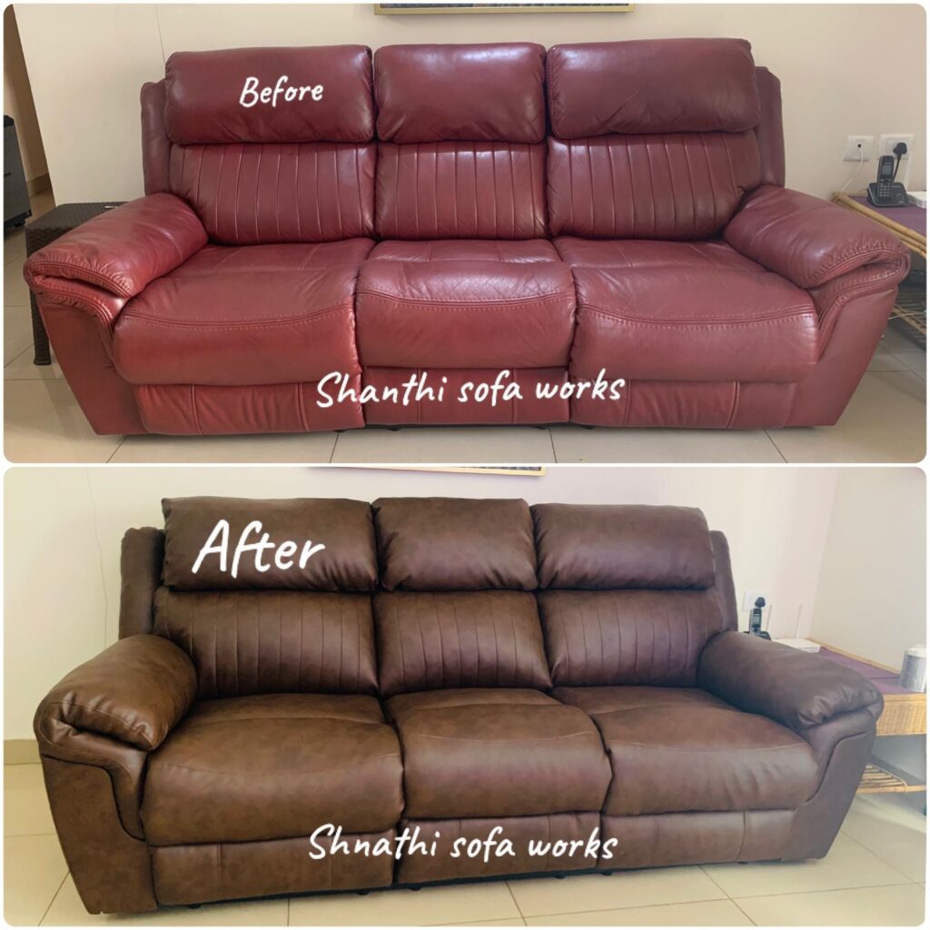 Premium recliner sofa with custom upholstery work by Shanthi Sofa Works in Bangalore