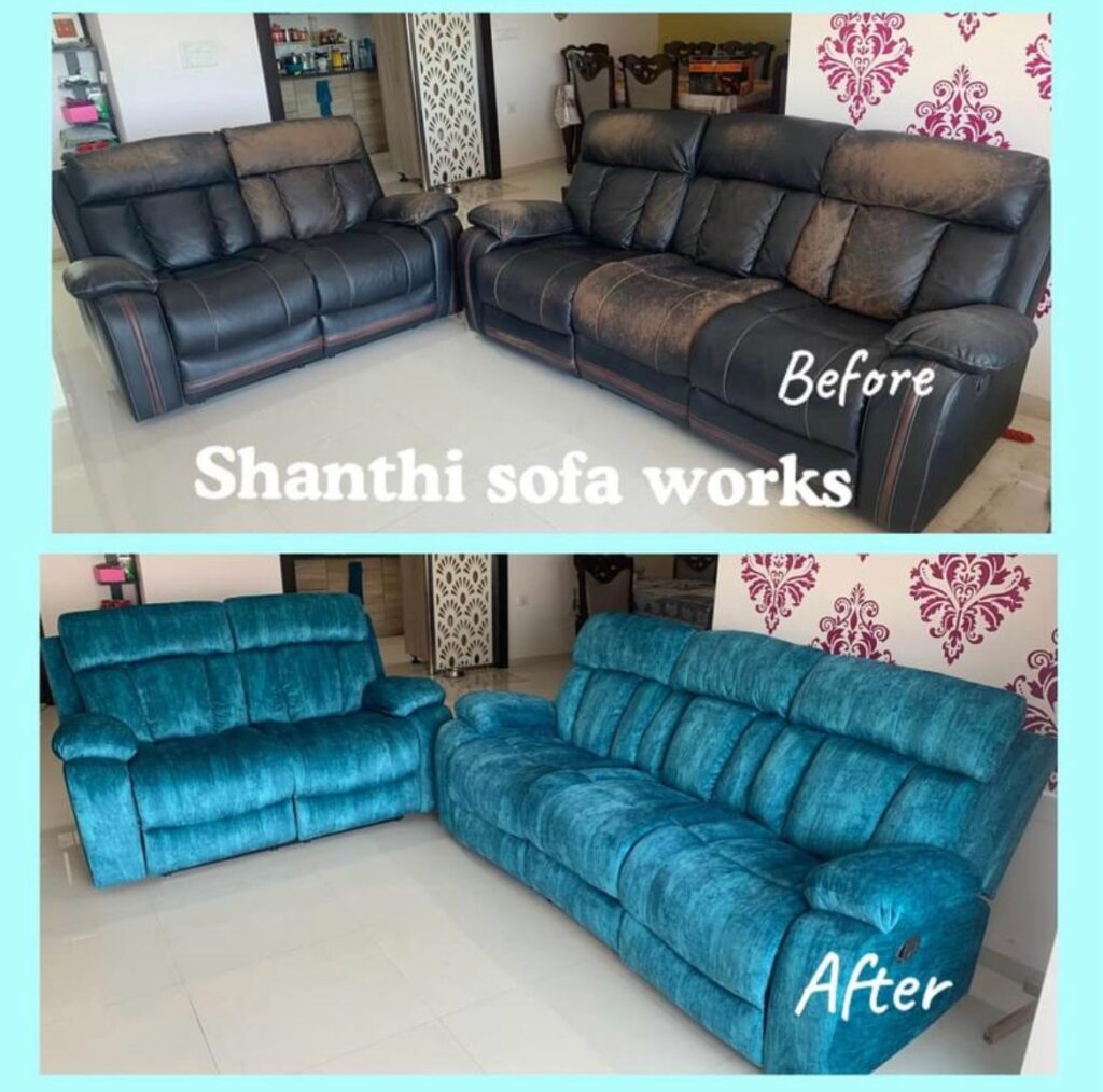 Premium recliner sofa with custom upholstery work by Shanthi Sofa Works in Bangalore
