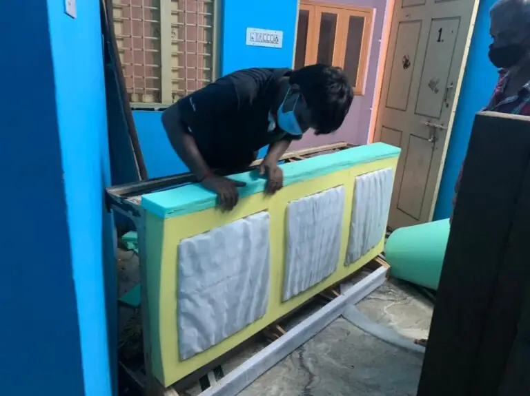 Sofa foam replacement work in progress in Bangalore