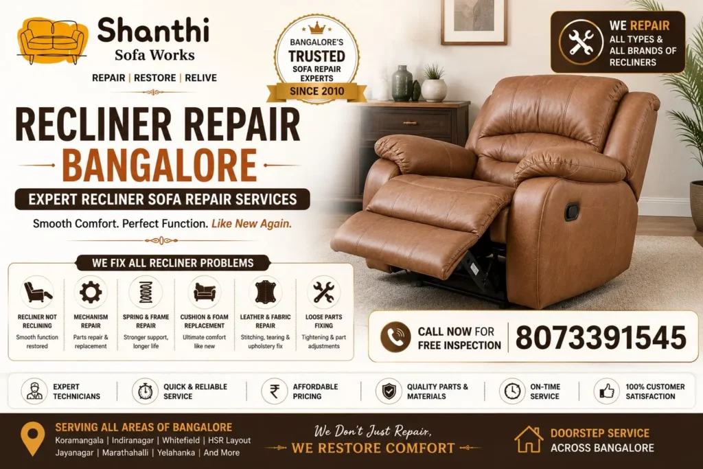Recliner Repair Bangalore – Expert Recliner Sofa Repair Services