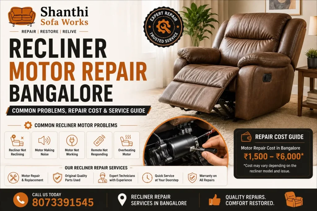 Technician performing recliner motor repair in Bangalore
