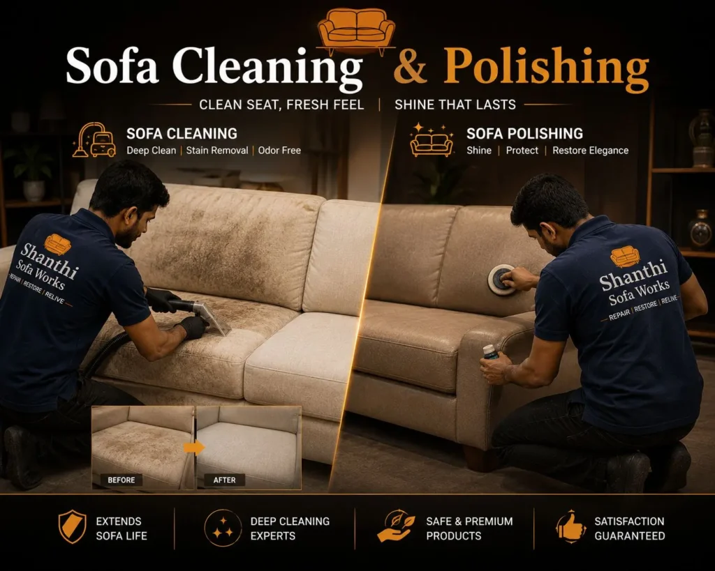 Professional Sofa Cleaning and Polishing Services in Bangalore by Shanthi Sofa Works